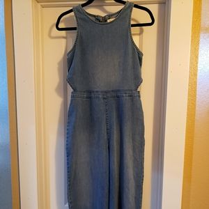 Denim romper with side cut outs NWT